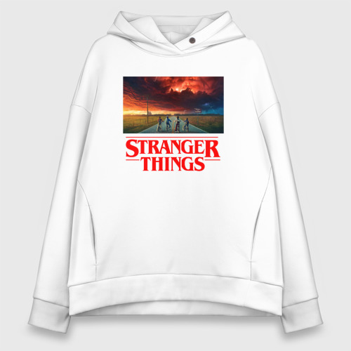 Женское худи Oversize хлопок Stranger things Очень странные дела