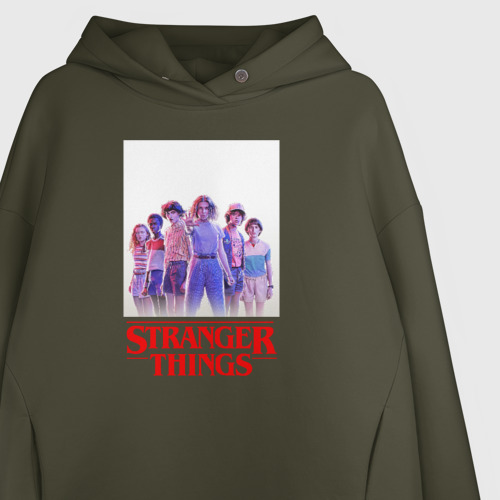 Женское худи Oversize хлопок Stranger things Очень странные дела, цвет хаки - фото 3