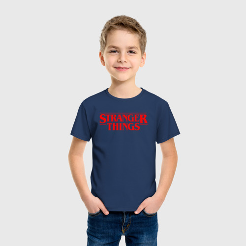 Детская футболка хлопок с принтом STRANGER THINGS, фото на моделе #1