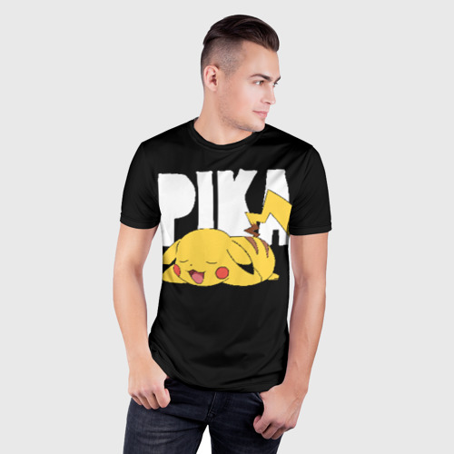 Мужская футболка 3D Slim с принтом Пика, фото на моделе #1