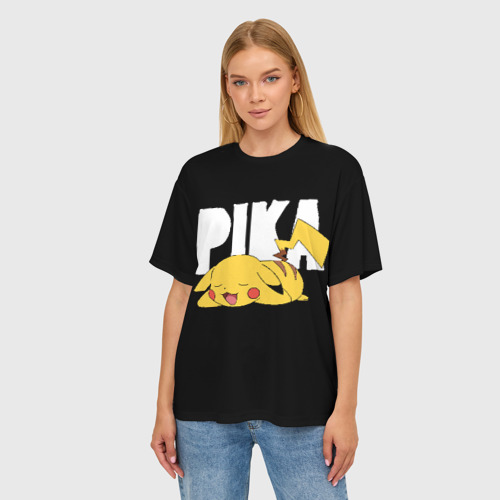 Женская футболка oversize 3D Пика, цвет 3D печать - фото 3