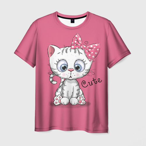 Мужская футболка 3D с принтом Cute pussy, вид спереди #2