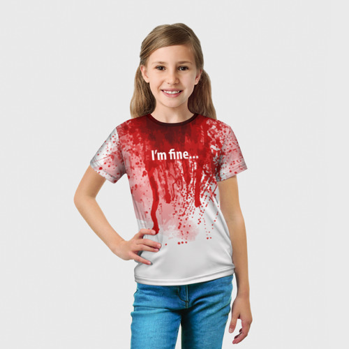 Детская футболка 3D I'm fine halloween blood costume, цвет 3D печать - фото 5