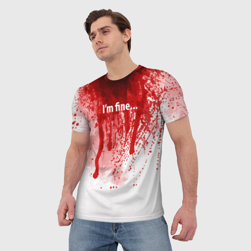 Мужская футболка 3D I'm fine halloween blood costume, цвет 3D печать - фото 3