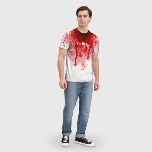 Мужская футболка 3D I'm fine halloween blood costume, цвет 3D печать - фото 5