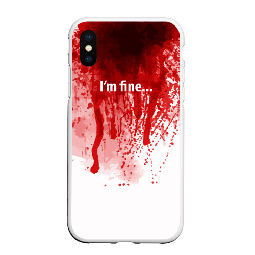 Чехол для iPhone XS Max матовый I'm fine halloween blood costume, цвет белый