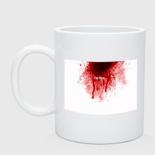 Кружка керамическая I'm fine halloween blood costume, цвет белый