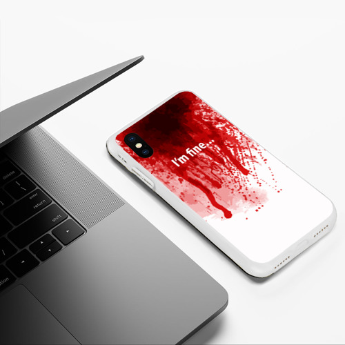 Чехол для iPhone XS Max матовый I'm fine halloween blood costume, цвет белый - фото 5