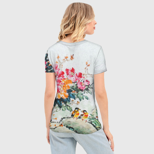 Женская футболка 3D Slim Японские цветы, цвет 3D печать - фото 4