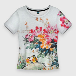 Женская футболка 3D Slim Японские цветы