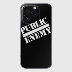 Чехол для iPhone 16 Pro Max силиконовый с защитой камеры Public Enemy