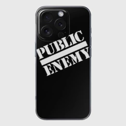 Чехол для iPhone 16 Pro силиконовый с защитой камеры Public Enemy
