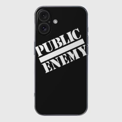 Чехол для iPhone 16 силиконовый с защитой камеры Public Enemy
