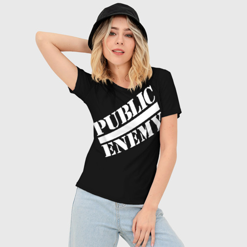 Женская футболка 3D Slim Public Enemy, цвет 3D печать - фото 3