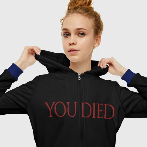 Женская толстовка 3D на молнии You Died, цвет синий - фото 5