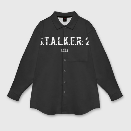 Мужская рубашка oversize 3D с принтом Сталкер 2, вид спереди #2