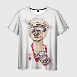 Лама с фотоаппаратом – Мужская футболка 3D с принтом купить со скидкой в -26%