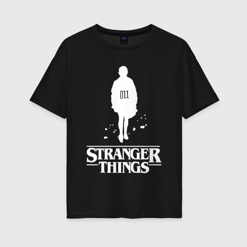Женская футболка хлопок Oversize Stranger things, цвет черный