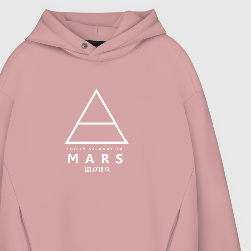 Мужское худи Oversize хлопок 30 Seconds to mars, цвет пыльно-розовый - фото 4