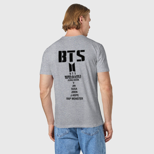 Мужская футболка хлопок с принтом BTS (+ на спине), вид сзади #2