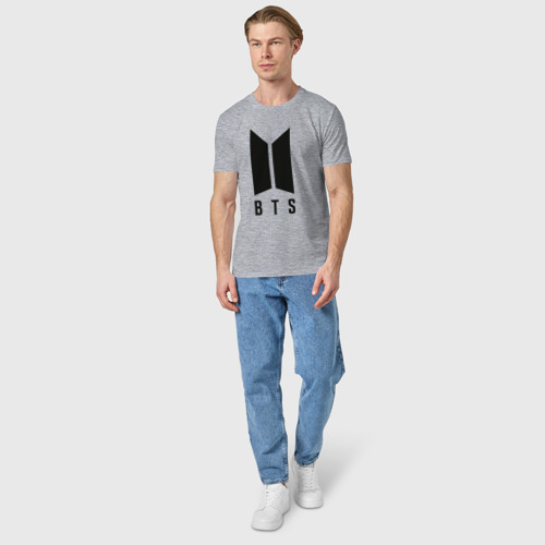 Мужская футболка хлопок с принтом BTS (+ на спине), вид сбоку #3