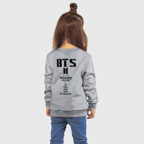 Детский свитшот хлопок BTS + на спине, цвет меланж - фото 4