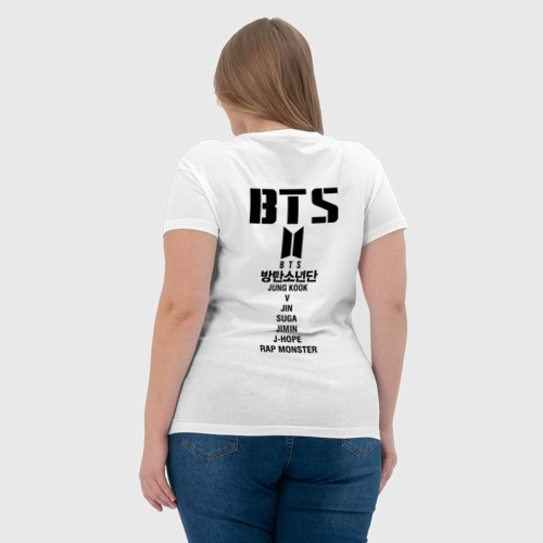 Женская футболка хлопок BTS + на спине, цвет белый - фото 7