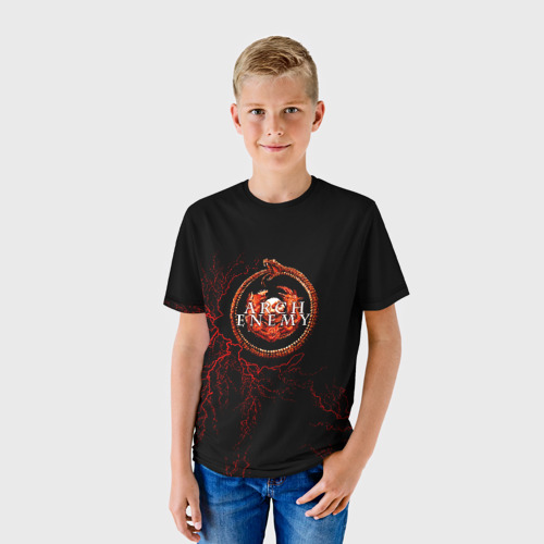 Детская футболка 3D с принтом Arch Enemy, фото на моделе #1