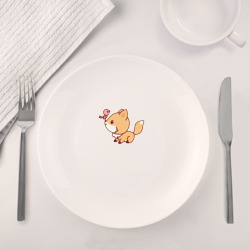 Набор: тарелка + кружка Лисенок с птичкой на носу - фото 2