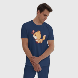Мужская пижама хлопок Лисенок с птичкой на носу - фото 2