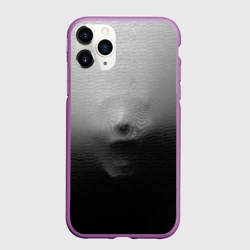 Чехол для iPhone 11 Pro матовый Кричащее лицо вырывается изнутри сквозь ткань из хоррора