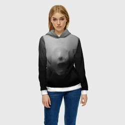 Женская толстовка 3D Кричащее лицо вырывается изнутри сквозь ткань из хоррора - фото 2