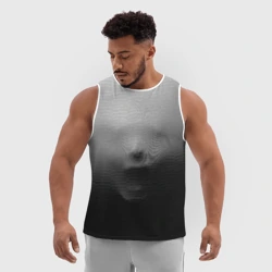 Мужская спортивная майка 3D Кричащее лицо вырывается изнутри сквозь ткань из хоррора - фото 2