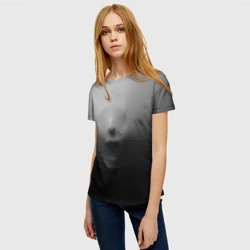 Женская футболка 3D Кричащее лицо вырывается изнутри сквозь ткань из хоррора - фото 2