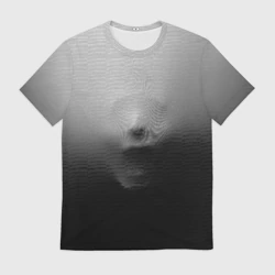Мужская футболка 3D Кричащее лицо вырывается изнутри сквозь ткань из хоррора