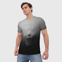 Мужская футболка 3D Кричащее лицо вырывается изнутри сквозь ткань из хоррора - фото 2