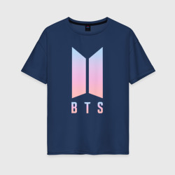 Женская футболка хлопок Oversize BTS team на спине