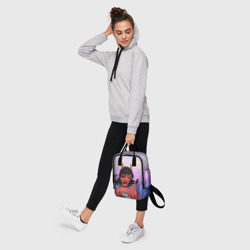Рюкзак с принтом What для женщины, вид на модели спереди №4. Цвет основы: белый