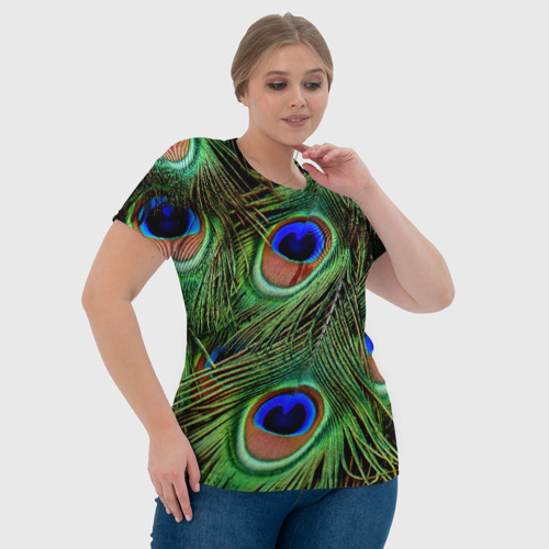 Женская футболка 3D с принтом Перья павлина #1, фото #4