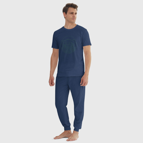 Мужская пижама хлопок T4 Advanture, цвет темно-синий - фото 5