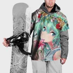 Накидка на куртку 3D Цветок и Хацуне Мику