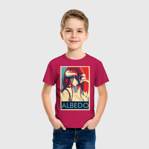 Детская футболка хлопок с принтом АЛЬБЕДО постер, фото на моделе #1