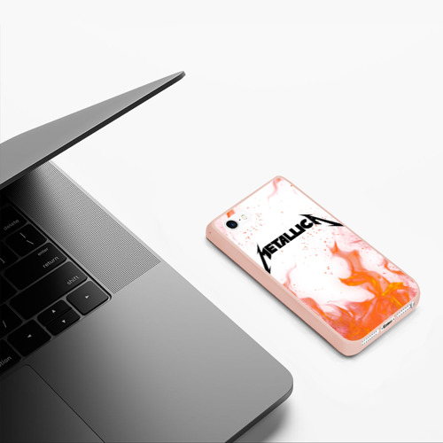 Чехол для iPhone 5/5S матовый Metallica, цвет светло-розовый - фото 5