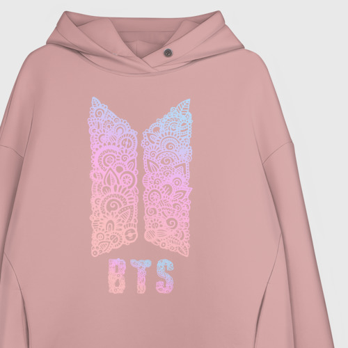 Женское худи Oversize хлопок BTS, цвет пыльно-розовый - фото 3