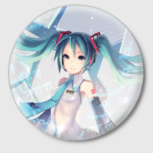 Значок Мику Хацунэ Miku Hatsune, цвет белый