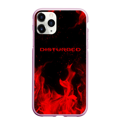 Чехол для iPhone 11 Pro Max матовый Disturbed на спине, цвет розовый