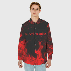 Мужская рубашка oversize 3D Disturbed на спине - фото 2