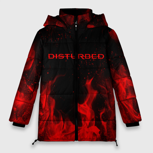 Женская зимняя куртка 3D с принтом Disturbed на спине, вид спереди #2