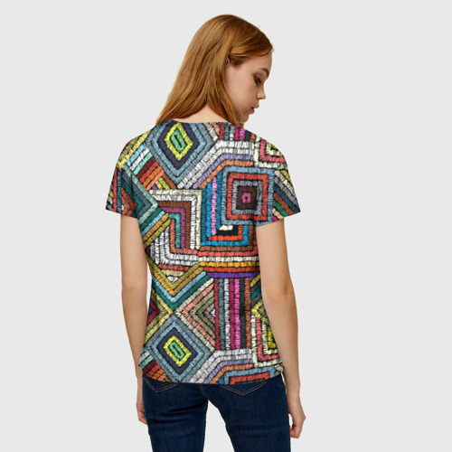 Женская футболка 3D Этнический орнамент вышивка, цвет 3D печать - фото 4