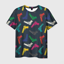 Мужская футболка 3D Разноцветные пистолеты